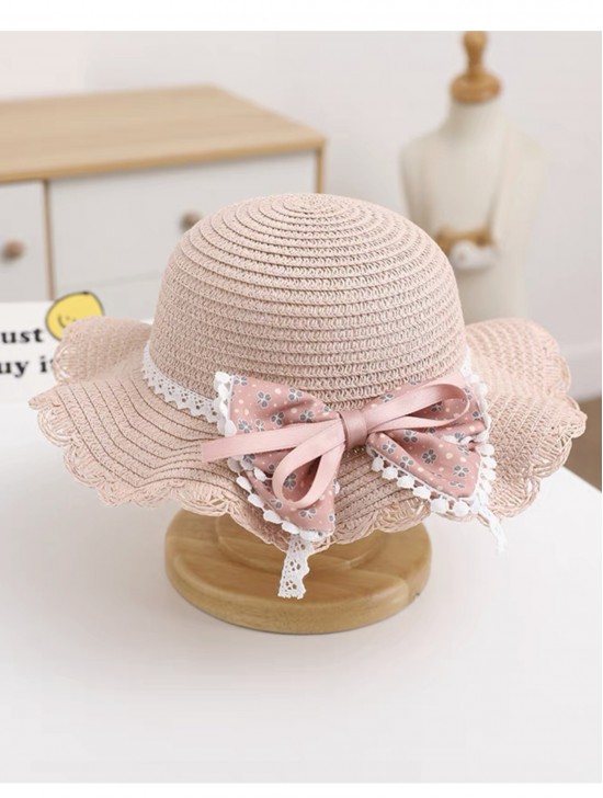Kids Crochet Mini Sunhat W/ Flower Ribbon